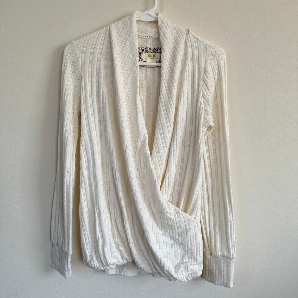 Anthropologie Maeve Rafaela Faux Wrap Deep V-Neck Long Sleeve X-SMALL - Picture 2 of 13